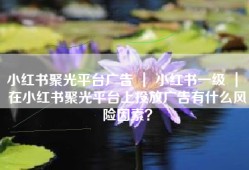 小红书聚光平台广告 ｜ 小红书一级 ｜ 在小红书聚光平台上投放广告有什么风险因素？