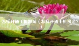 怎样开通手机漫游（怎样开通手机漫游？）