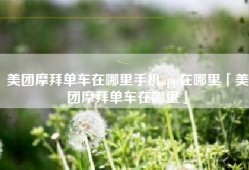 美团摩拜单车在哪里手机app在哪里「美团摩拜单车在哪里」