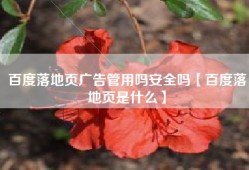 百度落地页广告管用吗安全吗【百度落地页是什么】
