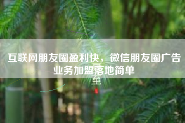 互联网朋友圈盈利快，微信朋友圈广告业务加盟落地简单