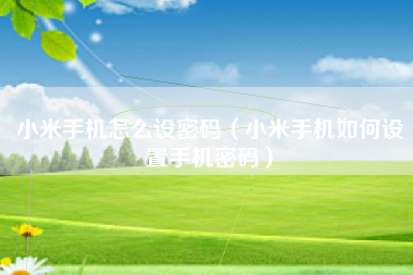 小米手机怎么设密码（小米手机如何设置手机密码）