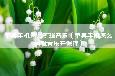 苹果手机怎么剪辑音乐（苹果手机怎么剪辑音乐并保存）
