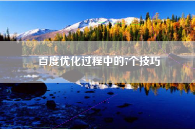 百度优化过程中的7个技巧